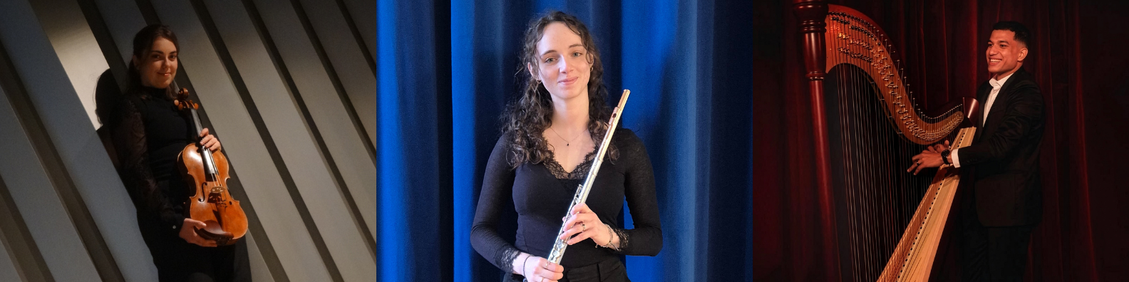 Portrait des artistes du concert tea-time flûte alto et harpe